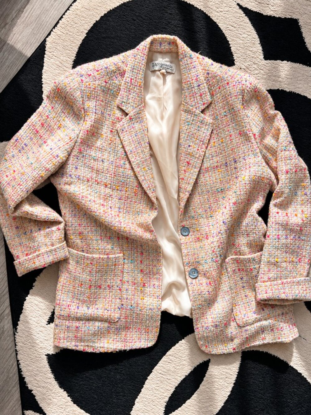 Vintage Appleseed’s Multicolor Tweed Blazer Cream Rainbow Speckled Jacket